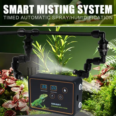 Reptile Smart Misting System Intelligentes Sprühsystem 2 Stück Sprühdüsen 360 ° Einstellhaken Zeitgesteuertes Spray für Tank Lizard Snake