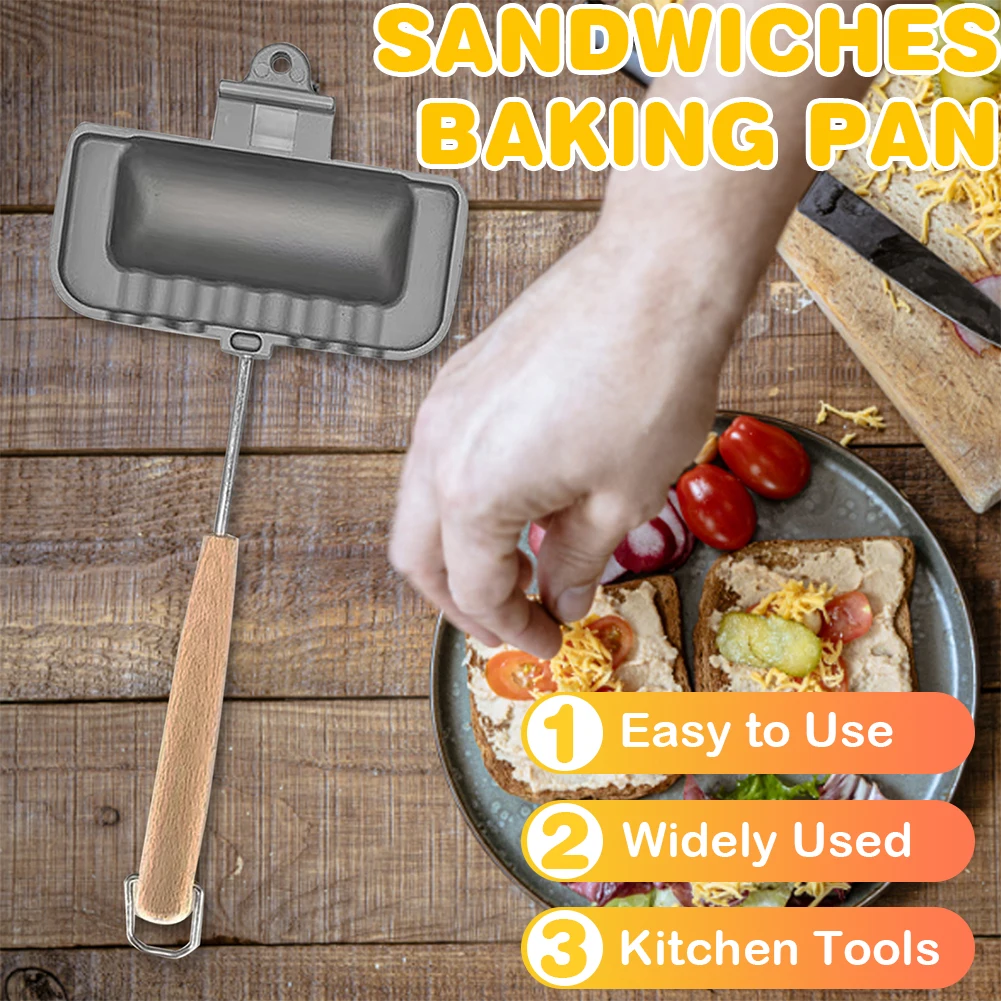 Doppelseitige Bratpfanne, antihaftbeschichtete Sandwich-Bratpfanne, leicht zu reinigen, hochtemperaturbeständig, anwendbarer Gasherd, Küchenutensilien Image