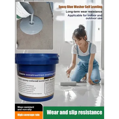 Epoxy Self-Leveling Floor Paint - Anti-Slip Wear-Resistant Indoor/Outdoor Cement Ground Coating, Natural Marble-Like Finish