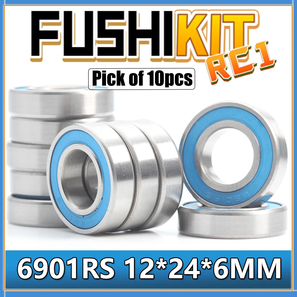 6901RS Bearing 10PCS 12x24x6 mm 6901-2RS ABEC-3 Hobby Electric RC Car Truck 6901 RS 2RS Ball Bearings Blue Sealed