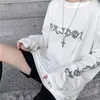 2025 mode Niedlichen Cartoon Übergroßen Langarm T-shirt Hip Hop Punk Streetwear Mädchen Tees Schwarz Lose Hip Hop T Hemd Beliebt