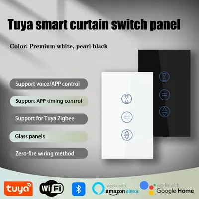 Tuya WiFi Vorhang Schalter EU/UNS Neutral Draht Erforderlich Rollladen Blind Touch Wand Schalter Smart Leben APP für Alexa Google Hause