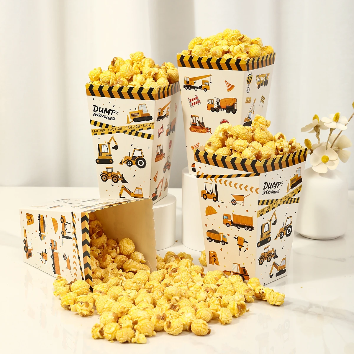 Technik Fahrzeug Popcorn Box Bau Candy Box Geschenk Box Kinder Junge Baby Dusche Gefälligkeiten Liefert Bau Geburtstag Dekor Image
