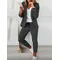 Cappotto da abito alla moda Set da 2 pezzi per donna Elegante abbigliamento da donna da ufficio Top a maniche lunghe solido + Pantaloni lunghi Completi da donna Novità