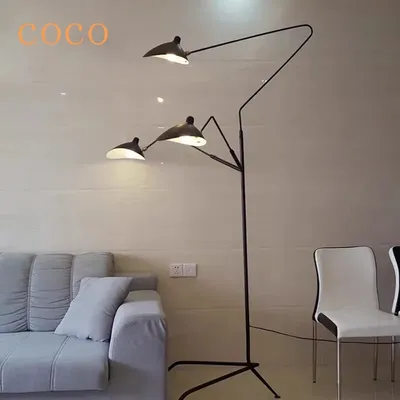 Nordic 3-arm Floor LED lights black Tripod Floor Lamp Loft bedroom Living Room Study Reading Adjustable Spider Standing Lamps