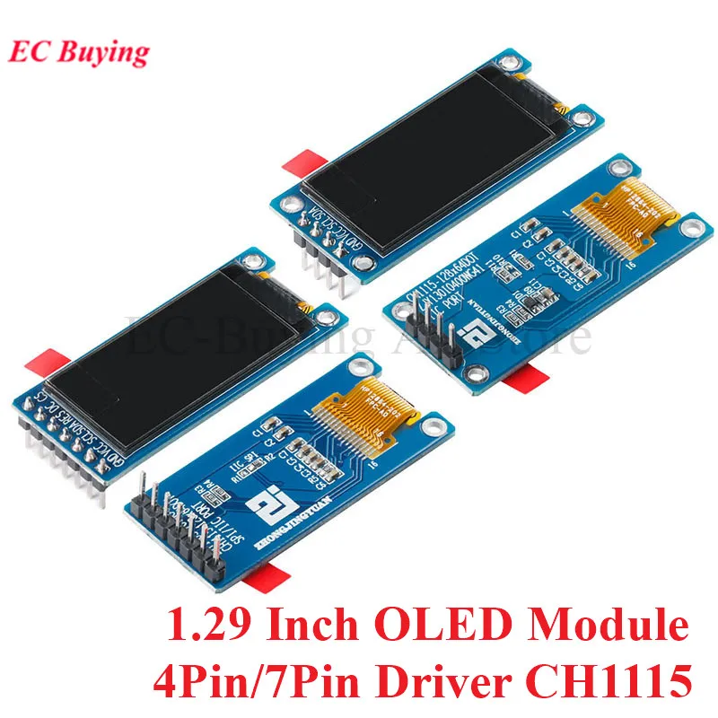 1,29 Zoll OLED-Modul 1,29 Zoll 12864 Bildschirm Weiß 128 x 64 OLED-LCD-LED-Anzeigemodul IIC SPI-Schnittstelle CH1115 für Arduino Image