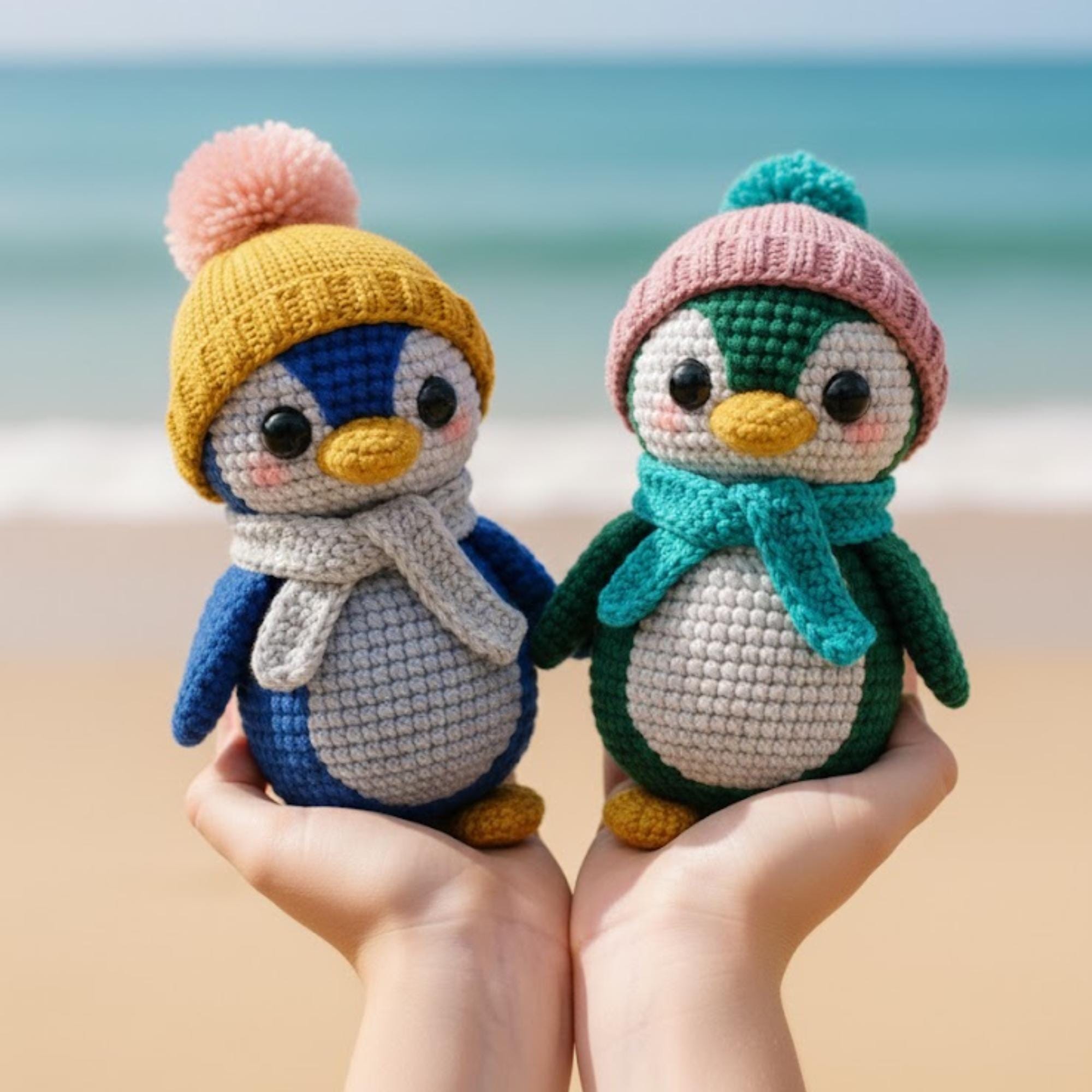 Schema pinguino all'uncinetto in PDF, schema pinguino amigurumi, uncinetto amigurumi natalizio, ornamento natalizio a forma di pinguino all'uncinetto