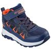Klettstiefel SKECHERS "STORM BLAZER", Kinder, Gr. 28, blau (navy, orange), Lederimitat, Textil, kontrastfarbene Details, casual, Schuhe, Freizeitschuh mit waterproof, Größenschablone zum Download