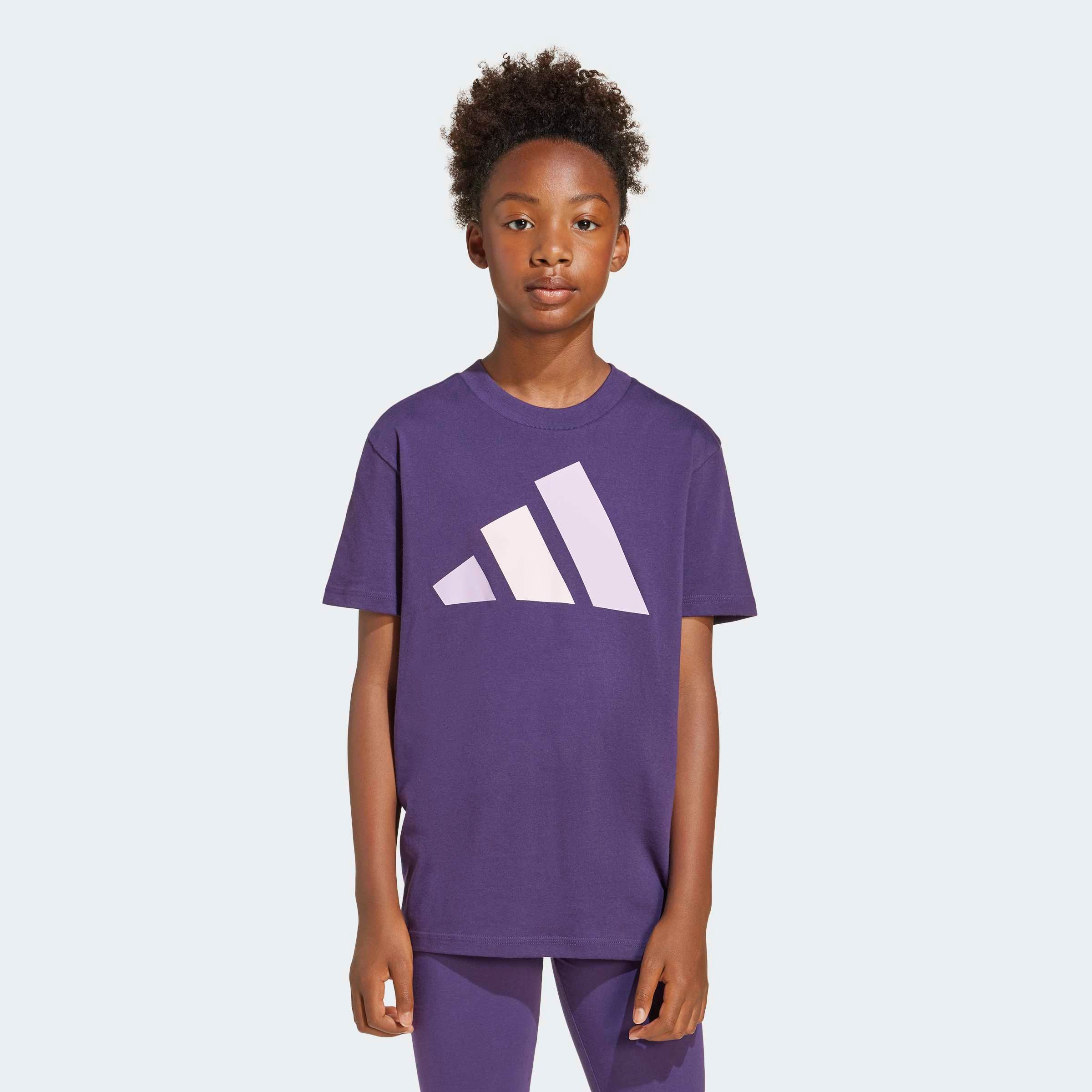 T-Shirt ADIDAS SPORTSWEAR "J BL TEE 160", Kinder, Gr. 128, aurora plum, powder plum, clear pink, Obermaterial: 100% Baumwolle, normal, Rundhals, Shirts Image