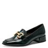 Slipper TAMARIS, Damen, Gr. 36, grün (dunkelgrün), Lacksynthetik, unifarben, modisch, Schuhe, Blockabsatz, Pumps, Businessschuh mit modischer Zierspange