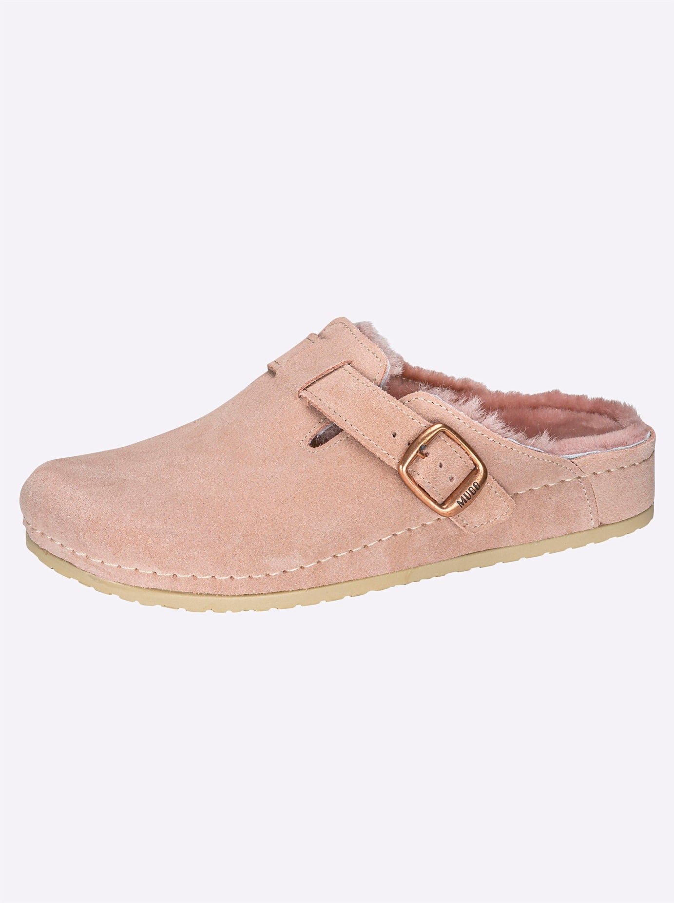 Hausschuh MUBB, Damen, Gr. 38, rosa (rose), Lammfell, Leder, Basic, Schuhe