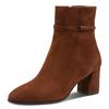 Stiefelette TAMARIS, Damen, Gr. 39, braun (muscat), Ziegenveloursleder, unifarben, elegant, Schuhe, Blockabsatz, Businessschuh, Abendschuh mit Touch it-Ausstattung