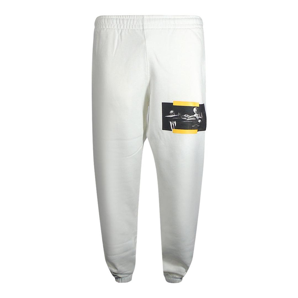 Off-White Herren Caravaggio Malerei Logo Jogginghosen (Weiß/Gelb) Image
