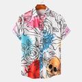 Halloween Homme Crânes Fleurs Chemise Chemise d'été Chemise Décontractée Manches courtes ancien Horreur Vacances Tenue quotidienne Le thème de la fête Printemps Été Revers Imprimé Blanc Noir Noir