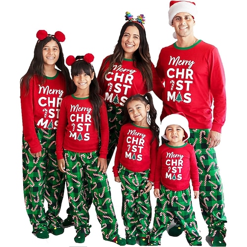 Pyjamas de Noël en famille Vêtements de Nuit père Noël Graphique Tenues assorties à la famille Doux pour Homme Femmes Garçons Fille Adultes Enfant Noël Nouvel An la veille de Noël Vêtements de maison