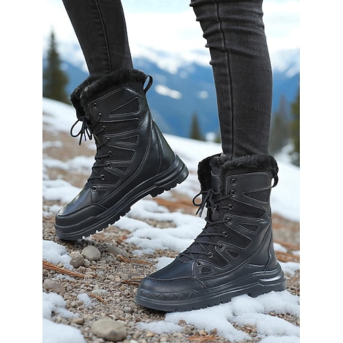 Damen-Winterstiefel – wasserdichte, warme, pelzgefütterte Schnürschuhe für draußen bei kaltem Wetter und zum Wandern