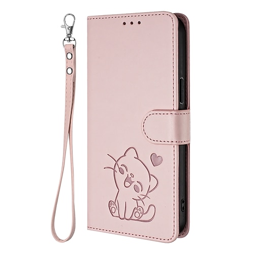 Handy Hülle Handyhüllen Für Google Pixel 9 Pro Pixel 9 Pro XL Pixel 8 Pro Pixel 8 Brieftaschenhülle Vollschutz mit Trageriemen Kameralinsenschutz Katze Retro TPU PU-Leder Image