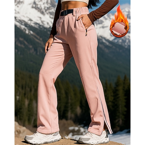 Damen Wanderhosen Wasserdichte Wanderhose Wintermantel Fleecehosen Winter Herbst Außen Normale Passform Wasserdicht Winddicht Warm Hosen Elastischer Bund Schwarz Rosa Camping / Wandern Klettern Laufen Image