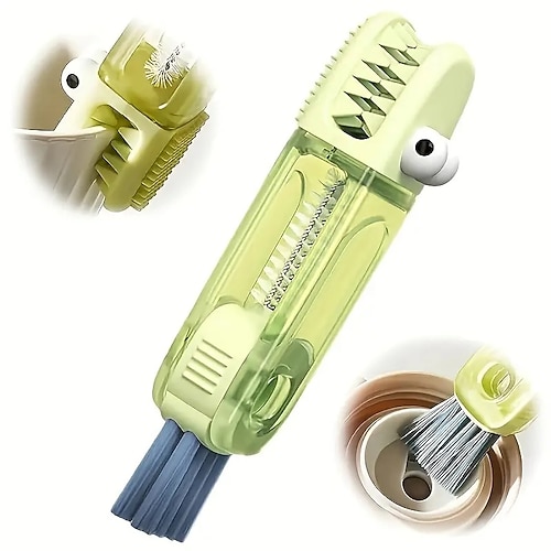 3-in-1 Krokodil-Reinigungsbürste mit auswechselbaren Schrubberbürsten Fugenreinigungsbürsten-Set für Babyflaschen, Zwischenräume, enge Stellen, Becher, Flaschen, Rillen und Deckel mit langlebigen Image