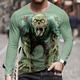 Halloween Herren Optische Täuschung Zombies 3D T Shirt Langarm T-Shirt 3D-Druck Rundhalsausschnitt Hemd Mode Übertrieben Straße Lässig Täglich Hellblau Hellgrün Grün Sommer Frühling Herbst Bekleidung