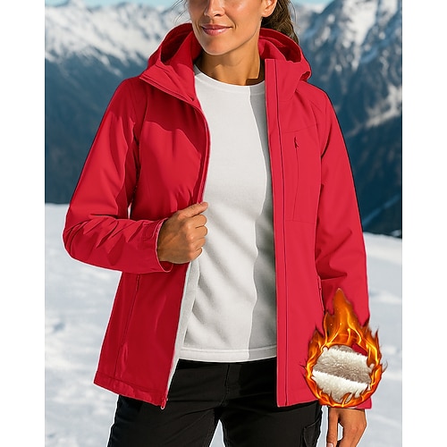 Damen Wanderjacke Wintermantel Winterjacken Wanderfleecejacke Winter Herbst Draussen Thermowarm Wasserdicht Winddicht Fleecejacken Jagd Klettern Camping / Wandern / Höhlenforschung Schwarz Rosa Rot Image