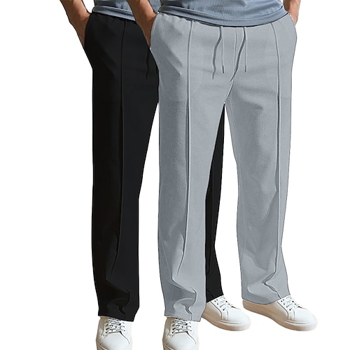Herren Jogginghose Hose Baggy-Hosen Gerade geschnittene Sweatpants Faltenhose Kordelzug Elastischer Bund Mehrfachpackung Einfach Komfort Atmungsaktiv Volle Länge Outdoor Täglich Ausgehen Mode Image