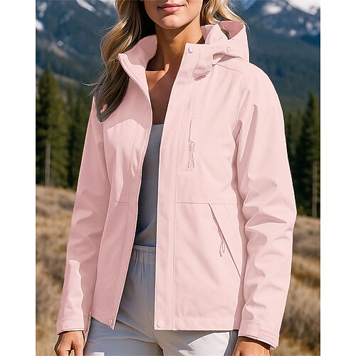Damen Kapuzenjacke Outdoorjacke Wanderjacke Außen Wasserdicht Winddicht Atmungsaktiv Wanderoutfits Wanderbekleidung Frühling Herbst Jacke Jagd Klettern Camping / Wandern / Höhlenforschung Einfarbig Image