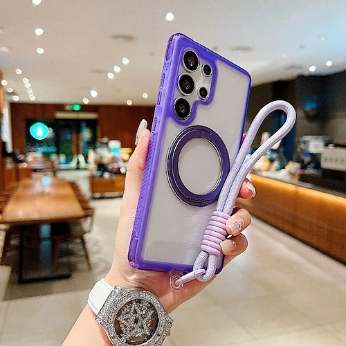 Handy Hülle Handyhüllen Für Samsung Galaxy S25 S25 Ultra Plus S25 Edge S24 Plus S24 Rückseite mit Trageriemen Unterstützt kabelloses Laden Ständer Retro TPU Acryl Image