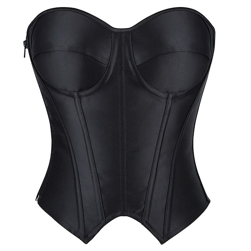 Damen Korsett Shapewear Taillenmieder Formende Unterwäsche Sexy Korsett Lässig Gestreift Unregelmäßiger Saum Rückenfrei Urlaub Straße Date Ärmellos Kalter Schulter-Ausschnitt Silber schwarz Schwarz Image
