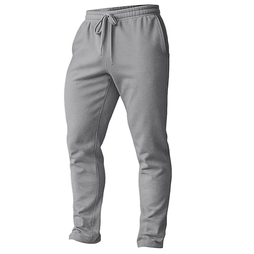 Herren Jogginghose Hose Freizeithose Gerade geschnittene Sweatpants Kordelzug Tasche Elastischer Bund Einfach Komfort Knielang Sport im Freien Lässig Täglich Urlaub Mode Schwarz Marineblau Dehnbar Image