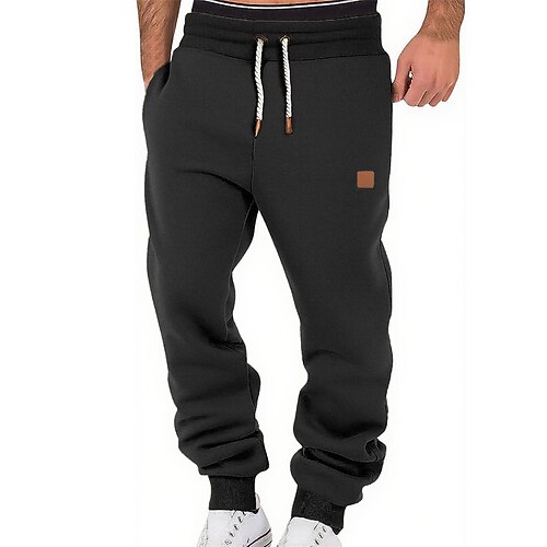 Herren Jogginghose Hose Kordelzug Tasche Elastischer Bund Einfach Komfort Sport im Freien Täglich Mode Lässig Armeegrün Schwarz Mikroelastisch Image