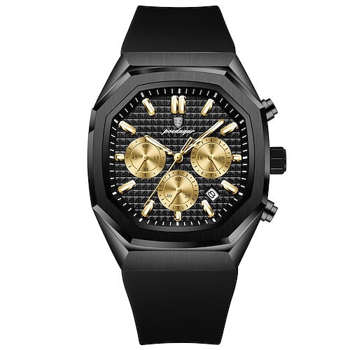 poedagar Business-Uhr für Herren, wasserdicht, leuchtend, Chronograph, Datum, Herren-Armbanduhr, Silikonarmband, Quarz-Herrenuhren 893 Image
