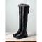 Overknee-Stiefel für Damen – Winterschuhe aus Kunstleder mit dickem Absatz und Plateau und Fellbesatz für Streetwear und Party