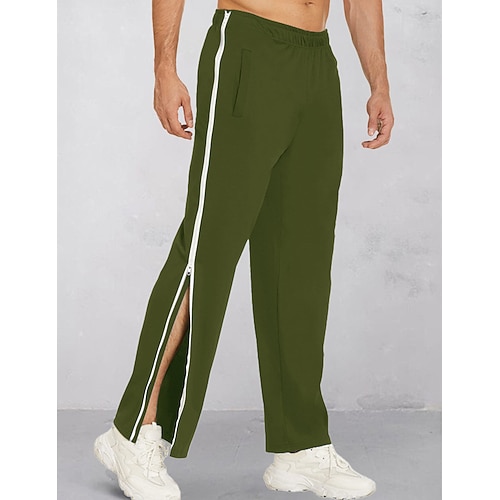 Herren Jogginghose Abreißhosen Hose Gerade geschnittene Sweatpants Kordelzug Reißverschluss Elastischer Bund Farbblock Komfort Atmungsaktiv Lässig Täglich Ferien Sport Mode Schwarz Armeegrün Image