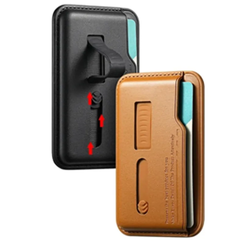 Versteckter Riemen, magnetischer Leder-Geldbörsen-Karten-Telefonhalter, Ständer für Magsafe IPhone 17 16, Samsung Mac, sichere Unterstützung, Telefonhalterung Image