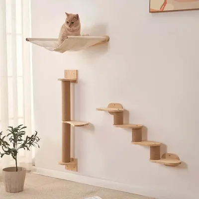 Cat Climbing Frame Cat Tree Wall Mounted Cat Scratcher Posts Cat Activity Trees for Pet Cat Owner Festive Gift