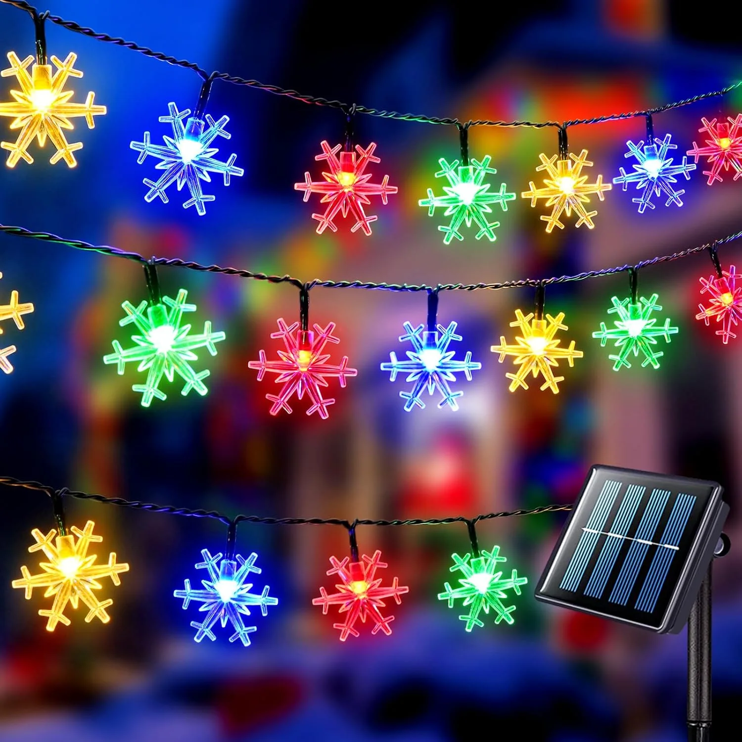 1pc Solar Weihnachten Schneeflocke Lichterketten 50/100 LED Outdoor Lichterkette mit 8 Beleuchtung Modi Für Home Garten weihnachten Dekor