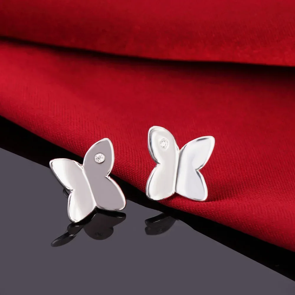 Ohrringe aus 925er-Sterlingsilber, Modeschmuck für Damen, Charm-Kristall, Schmetterling, Diamant-Ohrstecker, Trendsetter, Weihnachtsgeschenke Image