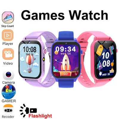 2025 Children's Wristwatch Games Kids Smart Watch Music Play Pedometer Tracker Times Display Video Audio Record Torch Smartwatch