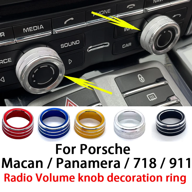 2 stücke Dashboard Radio Lautstärkeregler Dekoration Ring Metall Trim Abdeckung Für Porsche Macan Panamera 718 911 Innen Zubehör refit Image