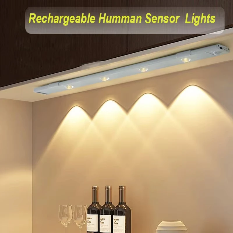 LED Küche Unter Schrank Licht USB Aufladbare Motion Sensor Bar Licht Für Küche Schlafzimmer Kleiderschrank 20/30/40/50 cm Nachtlicht
