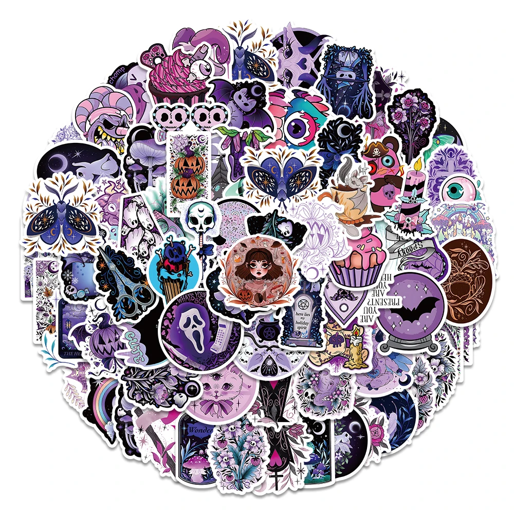 50/100 stücke Nette Cartoon Gothic Böse Hexe Gespenst Aufkleber Gepäck Gitarre Kühlschrank Auto Roller Halloween Aufkleber Vinyl Aufkleber Image