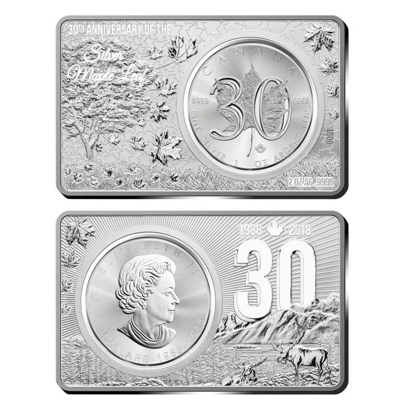 Neueste 2oz 999 Refined Canada Silver Bar Nichtmagnetische Maple Leaf Silver Bullion Silver Coins Collection Image
