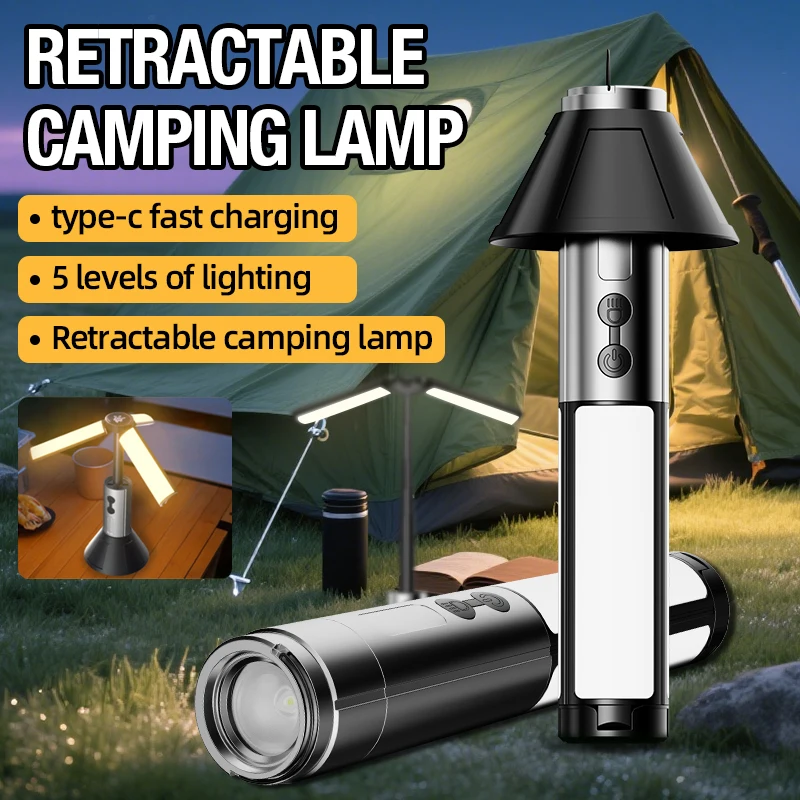 Integrierte multifunktionale Campinglampe, mehrere Lichtquellen und variable Unterstützung für Typ-C-Laden.