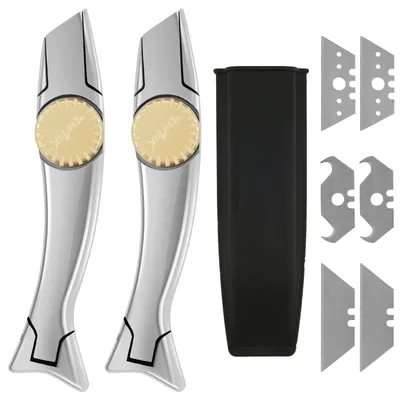 Carpet Knife Aluminium Roofing Knife with Solid Brass Knob Double Notched Blade Easy to Use Secure Comfortable Carpet Knife
