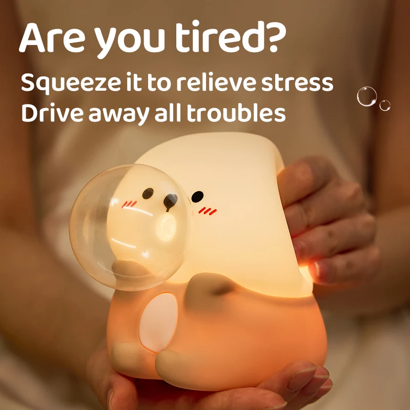 Sea Otter Led Tischlampe Silikon wiederaufladbare Nachtlicht für Baby Spielzeug Schlafzimmer Nachttisch Kinderzimmer tragbare Laterne Geburtstagsgeschenke