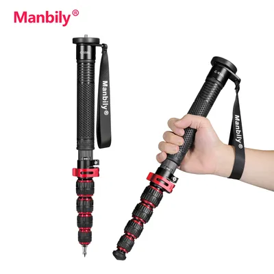 Manbily C-558L Tragbares Einbeinstativ, Stativ aus Kohlefaser, 40,6 cm, Selfie-Stick, Einbeinstativ für DSLR-Kamera, Telefon, Gropo