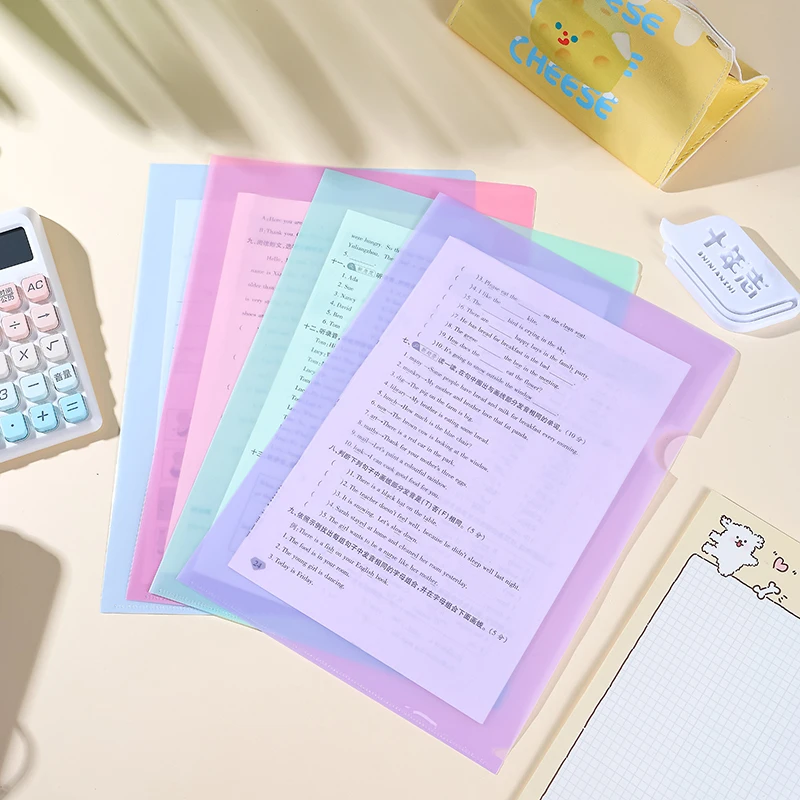 20 oder 40 L-förmige Ordner der Morandi Color-Serie, A4-transparenter PP-Kunststoffeinband, Büro- und Blechpapierschutz, Dokument Image