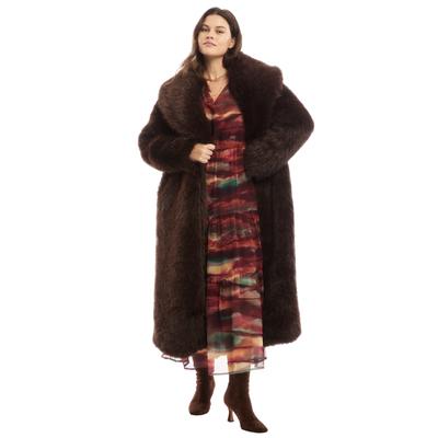 Plus Size Women's Shaggy Faux Fur Coat by June & Vie in Chocolate Plum (Size 14/16)