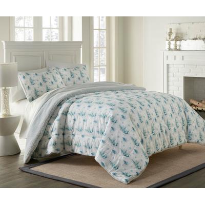 Reversible Micro Flannel® Sherpa 3-Pc. Comforter Set by BrylaneHome in Watercolor Pine (Size KING)